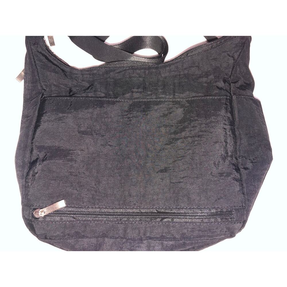 Satchelli Anti Theft RFID Crossbody Travel Bag Hobo Purse Black Floral Accent - Picture 3 of 9